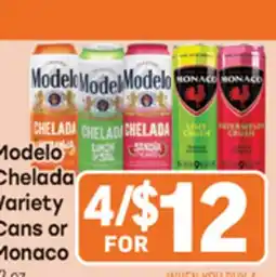 Tony’s Fresh Market Modelo Chelada Variety Cans or Monaco offer