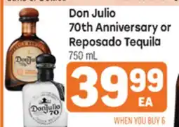 Tony’s Fresh Market Don Julio 70th Anniversary or Reposado Tequila offer