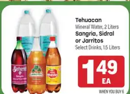 Tony’s Fresh Market Tehuacan Mineral Water, 2 Liters Sangria, Sidral or Jarritos offer