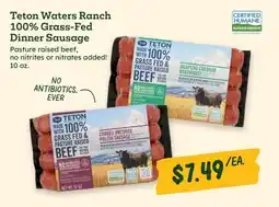 Sprouts Farmers Market Teton Waters Ranch 100% Grass-Fed Dinner Sausage offer