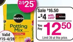Ace Hardware Miracle-Gro Potting Mix, 50 Qt offer