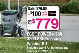 Ace Hardware EGO POWER+ 56V 3200 PSI Pressure Washer Kit offer
