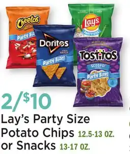 Heinen's Lay's Party Size Potato Chips 12.5-13 OZ. or Snacks 13-17 OZ offer