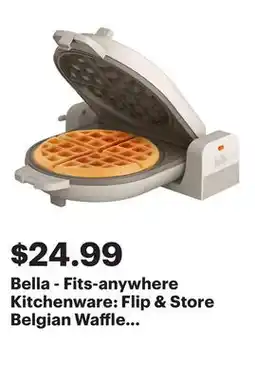 Best Buy Bella - Fits-anywhere Kitchenware: Flip & Store Belgian Waffle Maker - Oatmilk offer