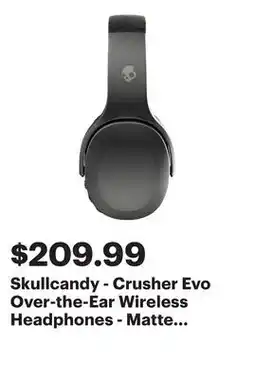 Best Buy Skullcandy - Crusher Evo Over-the-Ear Wireless Headphones - Matte Black offer