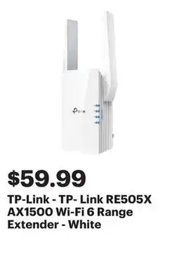 Best Buy TP-Link - TP- Link RE505X AX1500 Wi-Fi 6 Range Extender - White offer