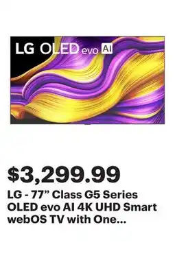 Best Buy LG - 77 Class G5 Series OLED evo AI 4K UHD Smart webOS TV with One Wall Design (2025) offer