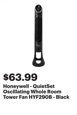 Best Buy Honeywell - QuietSet Oscillating Whole Room Tower Fan HYF290B - Black offer