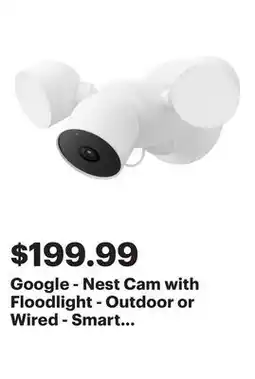 Best Buy Google - Nest Cam with Floodlight - Outdoor or Wired - Smart Security Camera - Snow offer