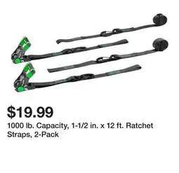 Harbor Freight Tools 1000 lb. Capacity, 1-1/2 in. x 12 ft. Ratchet Straps, 2-Pack offer