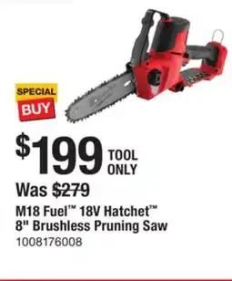 The Home Depot MILWAUKEE M18 Fuel 18V Hatchet 8 Brushless Pruning Saw offer