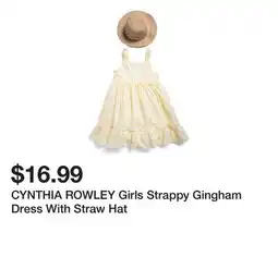 Marshalls CYNTHIA ROWLEY Girls Strappy Gingham Dress With Straw Hat offer