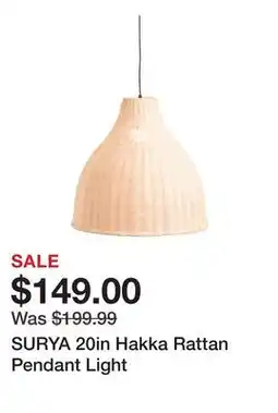 Marshalls SURYA 20in Hakka Rattan Pendant Light offer