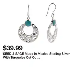 Marshalls SEED & SAGE Made In Mexico Sterling Silver With Turquoise Cut Out Earrings offer
