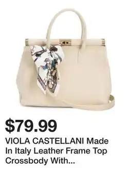 Marshalls VIOLA CASTELLANI Made In Italy Leather Frame Top Crossbody With Printed Scarf offer