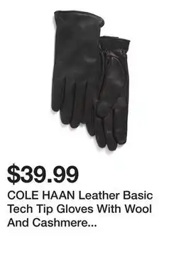 Marshalls COLE HAAN Leather Basic Tech Tip Gloves With Wool And Cashmere Blend Lining offer
