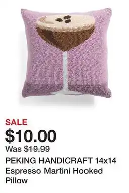 Marshalls PEKING HANDICRAFT 14x14 Espresso Martini Hooked Pillow offer