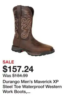 Tractor Supply Company Durango Men's Maverick XP Steel Toe Waterproof Western Work Boots, Burly Brown offer