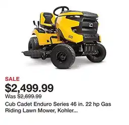Tractor Supply Company Cub Cadet Enduro Series 46 in. 22 hp Gas Riding Lawn Mower, Kohler Engine, Hydrostatic Transmission offer