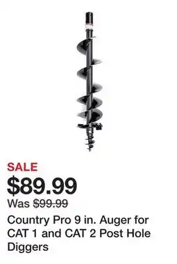 Tractor Supply Company Country Pro 9 in. Auger for CAT 1 and CAT 2 Post Hole Diggers offer