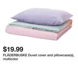 Ikea FLÄDERBUSKE Duvet cover and pillowcase(s), multicolor offer