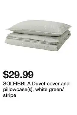 Ikea SOLFIBBLA Duvet cover and pillowcase(s), white green/stripe offer