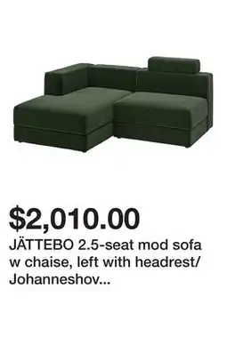 Ikea JÄTTEBO 2.5-seat mod sofa w chaise, left with headrest/Johanneshov dark green offer
