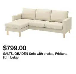 Ikea SALTSJÖBADEN Sofa with chaise, Fridtuna light beige offer