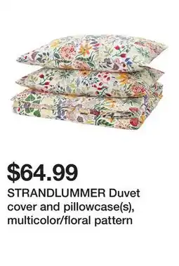 Ikea STRANDLUMMER Duvet cover and pillowcase(s), multicolor/floral pattern offer