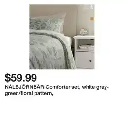 Ikea NÅLBJÖRNBÄR Comforter set, white gray-green/floral pattern offer