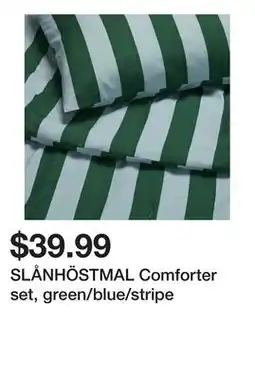 Ikea SLÅNHÖSTMAL Comforter set, green/blue/stripe offer