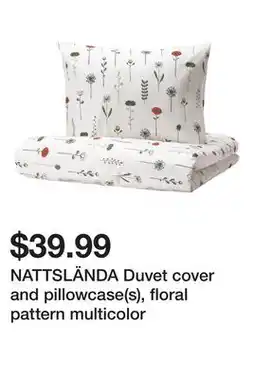 Ikea NATTSLÄNDA Duvet cover and pillowcase(s), floral pattern multicolor offer