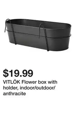 Ikea VITLÖK Flower box with holder, indoor/outdoor/anthracite offer
