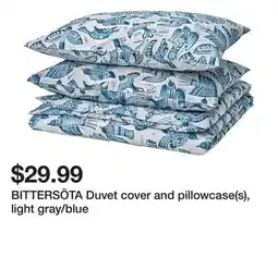 Ikea BITTERSÖTA Duvet cover and pillowcase(s), light gray/blue offer