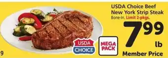 Safeway USDA CHOICE Beef New York Strip Steak offer