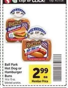 Safeway Ball Park Hot Dog or Hamburger Buns offer