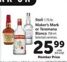 Safeway Stoli, Maker's Mark or Teremana Blanco offer