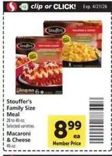 Safeway Stouffer's Family Size Meal offer