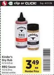 Safeway Kinder's Dry Rub & BBQ Sauce offer