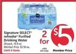 Safeway Signature Select Refreshe Purified Drinking Water offer