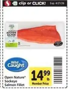 Safeway OPEN NATURE SOCKEYE SALMON FILLET offer