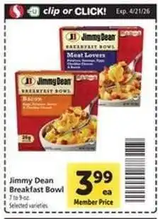 Safeway Jimmy Dean Breakfast Bowl offer