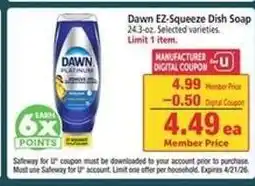 Safeway Dawn EZ Squeeze Dish Soap offer