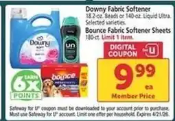 Safeway Downy Fabric Softener offer