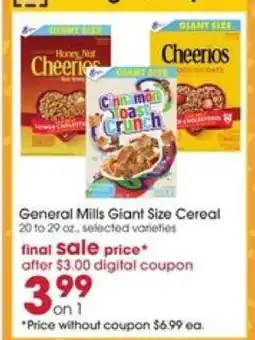Giant Eagle General Mills Giant Size Cereal offer