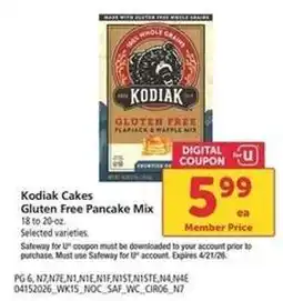 Safeway Kodiak Cakes Gluten Free Pancake Mix offer