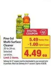 Safeway Pine-Sol Multi-Surface Cleaner offer