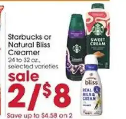 Giant Eagle Starbucks or Natural Bliss Creamer offer