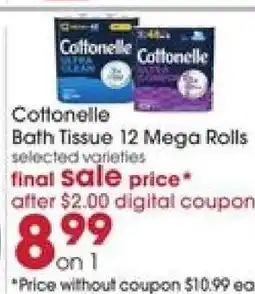 Giant Eagle Cottonelle Bath Tissue 12 mega rolls offer