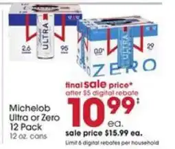 Giant Eagle Michelob Ultra or Zero 12 Pack offer
